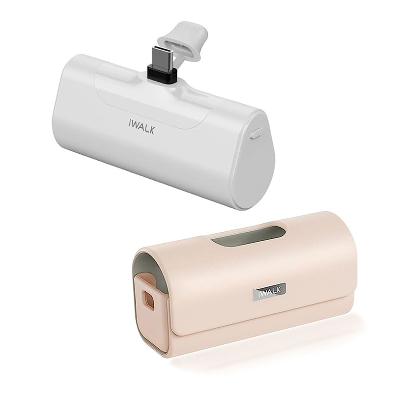 iWALK LinkPod4+LinkPodBagแบตสํารองหัวชาร์จไร้สายพร้อมเคสกระเป๋าหนังใส่ปกป้องตัวแบตสํารองได้เป็นอย่างดี White+PinkBag