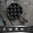Thumbnail 2 of Bechef กระทะทาโกะยากิ ไข่นกกระทา ขนมครก ขนมครกญี่ปุ่น 12 หลุม ขนาด 19cm มีด้าม ทำจากเหล็กหล่อ ร้อนเร็ว ทนทาน ไร้สารเคมีเคลือบผิว ใช้ได้กับเตาทุกประเภท
