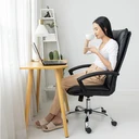 Thumbnail 5 of HomeHuk เก้าอี้สำนักงาน เบาะหนัง PU พนักพิงหลังสูง รองรับสรีระ 65 x 69 x 112-122 ซม. สีดำ