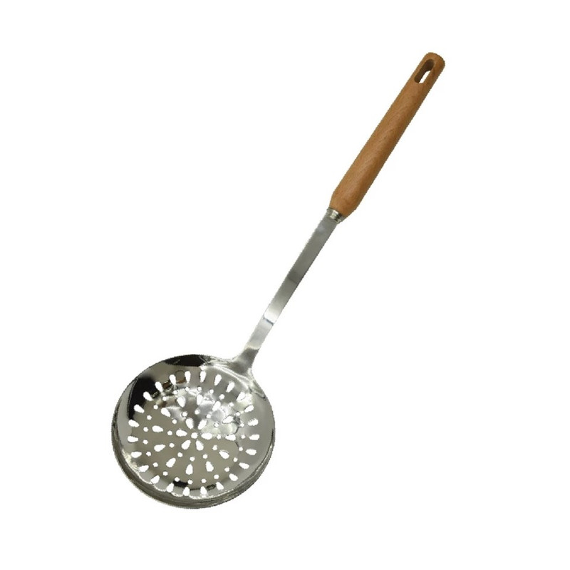 ที่ตักของทอดสแตนเลสด้ามไม้ S/S Skimmer with wooden handle