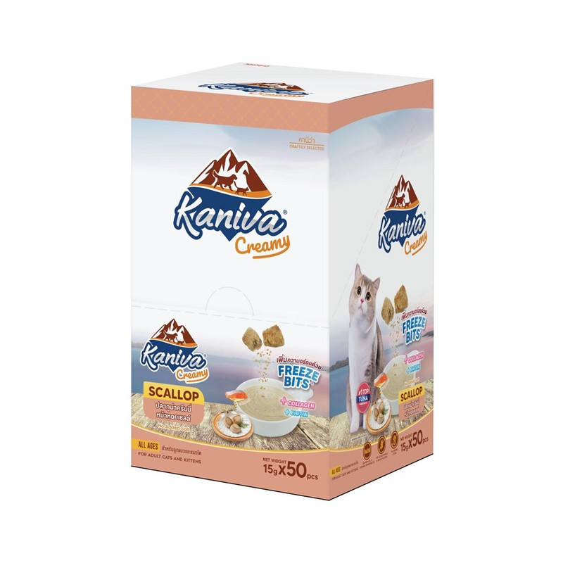KANIVA Cat Food Creamy Tuna Topping Scallop Freeze Bits 15 g x 50