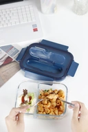 Thumbnail 3 of ซุปเปอร์ ล็อค กล่องแก้วถนอมอาหาร มีช่องแบ่ง 2 ช่อง รุ่น 6092 BPA Free พร้อมช้อนส้อม