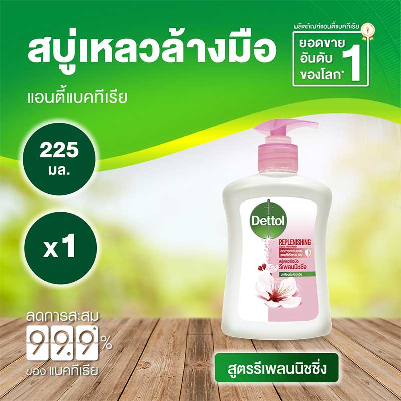 เดทตอล สบู่เหลวล้างมือ สกินแคร์ รีเพลนนิชชิ่ง 225 มล. | Makro PRO