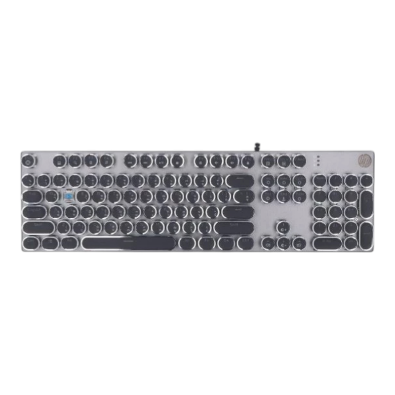 KEYBOARD (คีย์บอร์ด) HP GK400Y (BLACK - SILVER) (BLUE SWITCH - RGB LED - EN/TH)
