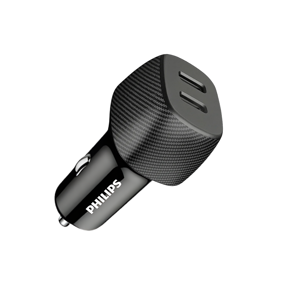 Philips ที่ชาร์จในรถยนต์ 60W Car Charger 2 Ports (USB-C) ชาร์จเร็ว รุ่น DLP5522C