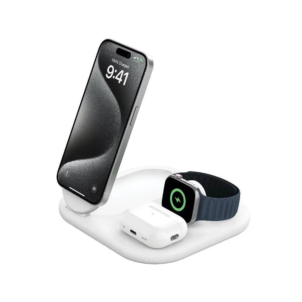 BELKIN 3-in-1 Wireless Charger Magnetic Pad 15W Qi2 White