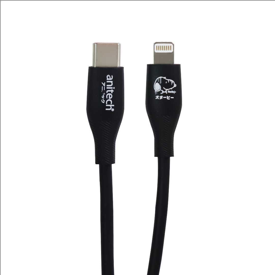AnitechXSnoopy3 สายชาร์จโทรศัพท์ Type-C to Ligtnig รุ่น SNP-L001-BK กําลังไฟ 27w