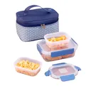 Thumbnail 1 of ซุปเปอร์ ล็อค กล่องถนอมอาหาร Next Series พร้อมกระเป๋า ลาย Japan รุ่น 2815 สีน้ำเงิน