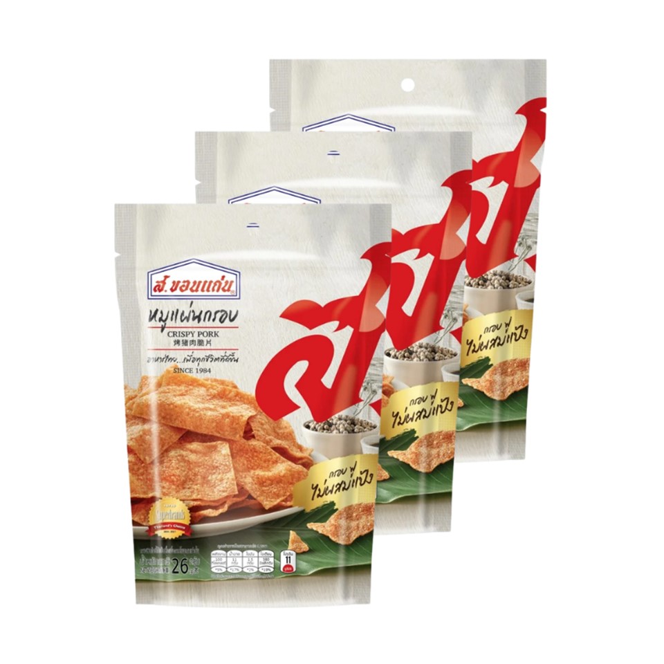 หมูแผ่นกรอบ ส.ขอนแก่น 26 กรัม (3 ซอง/แพ็ค)