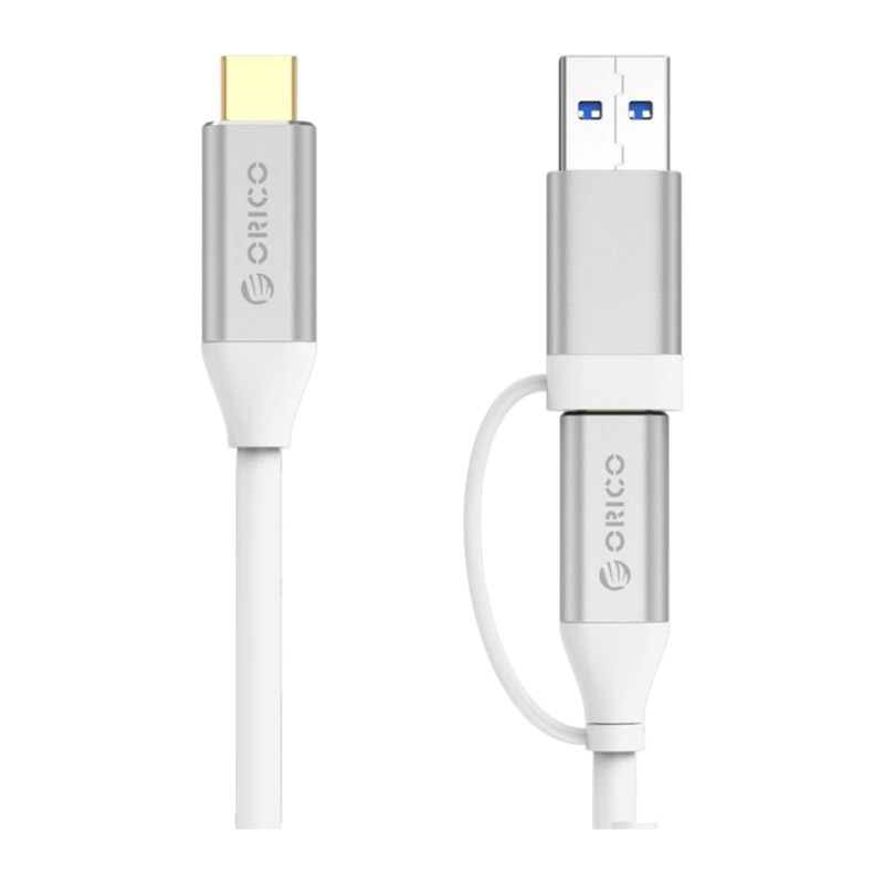 ORICO CCUZ10 Type-C to C & A Dual-Connector Data Cable สายชาร์จ Type-C 2IN1 ชาร์จและซิงค์ข้อมูล สีเงิน / SV 0.5M
