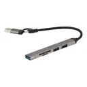 Thumbnail 2 of TECHPRO Port Hub 5-in-2 2xUSB 2.0/USB 3.0/Card reader SDTF Gray