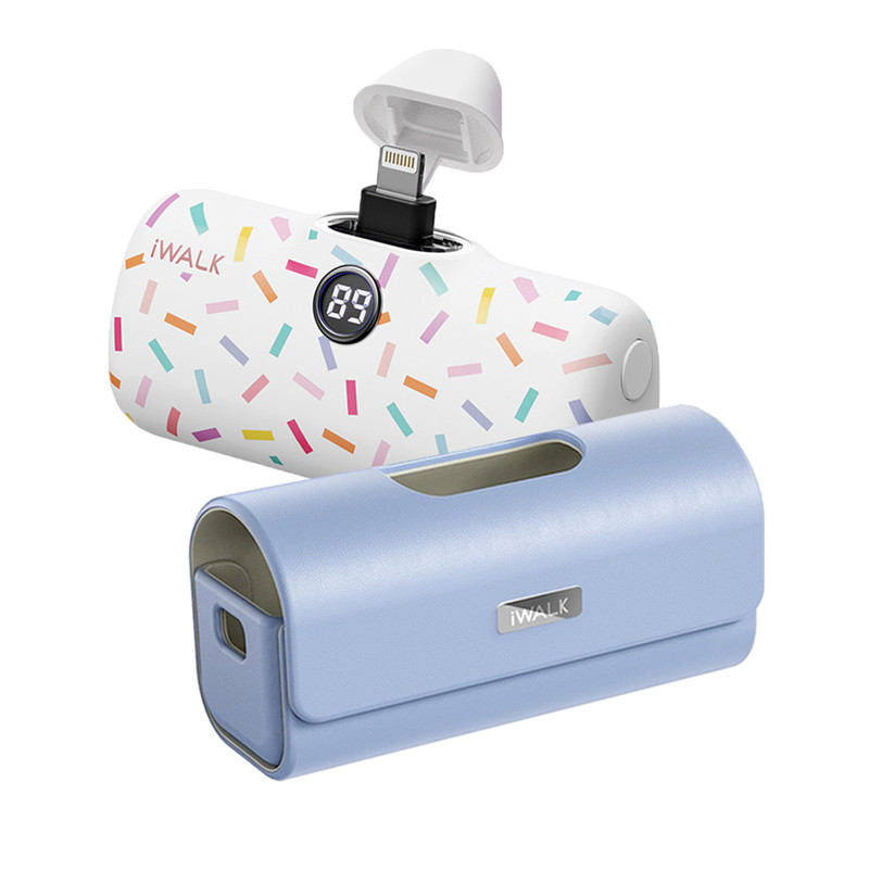 iWALK LinkPod ProPL+LinkPod Bag แบตสํารองไร้สายพร้อมกระเป๋าเคสใช้ได้กับiPhoneเกือบทุกรุ่น White-Candy-PurBag