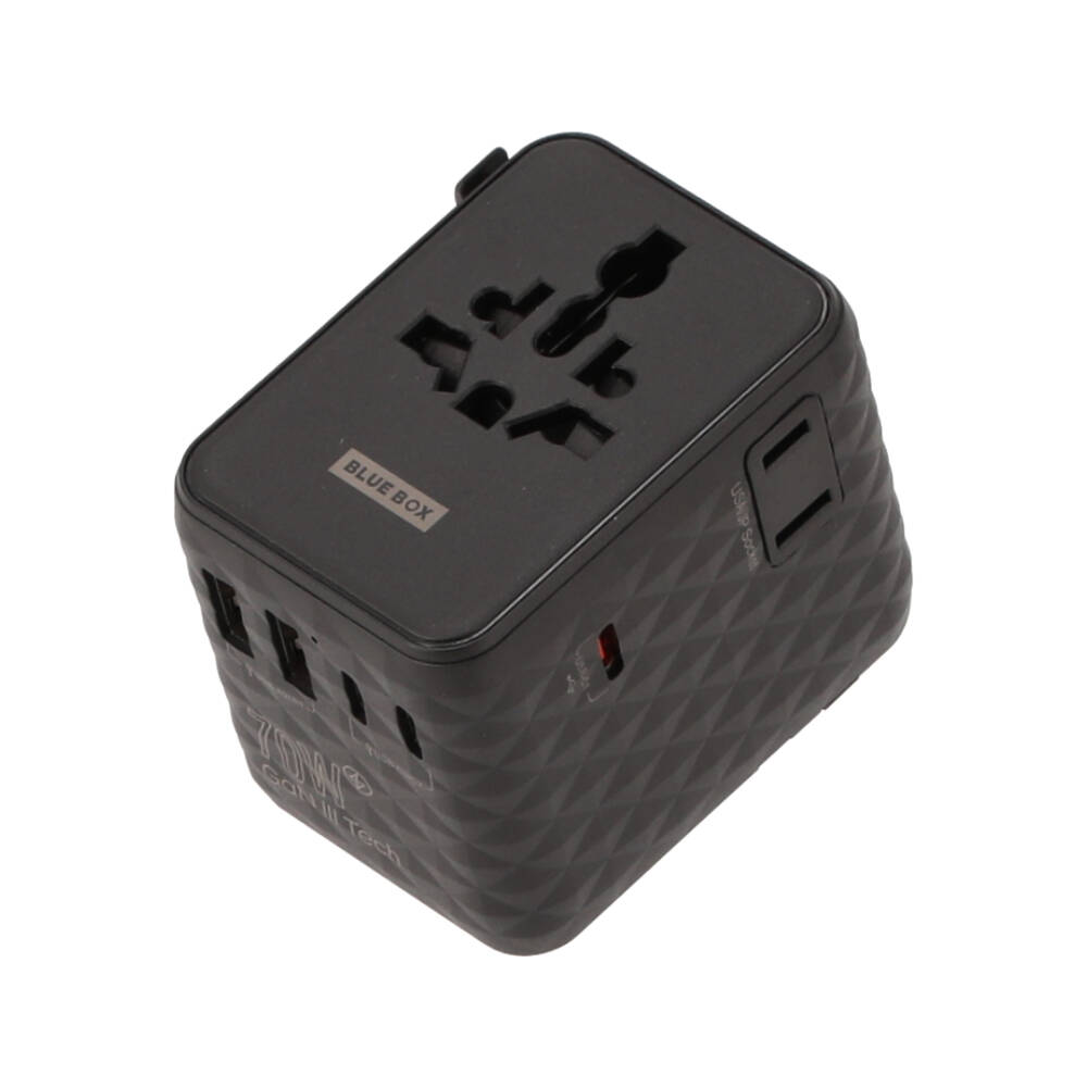 BLUE BOX Multifunction Universal Travel Adapter 70W GaN3 BB-UA02 Black