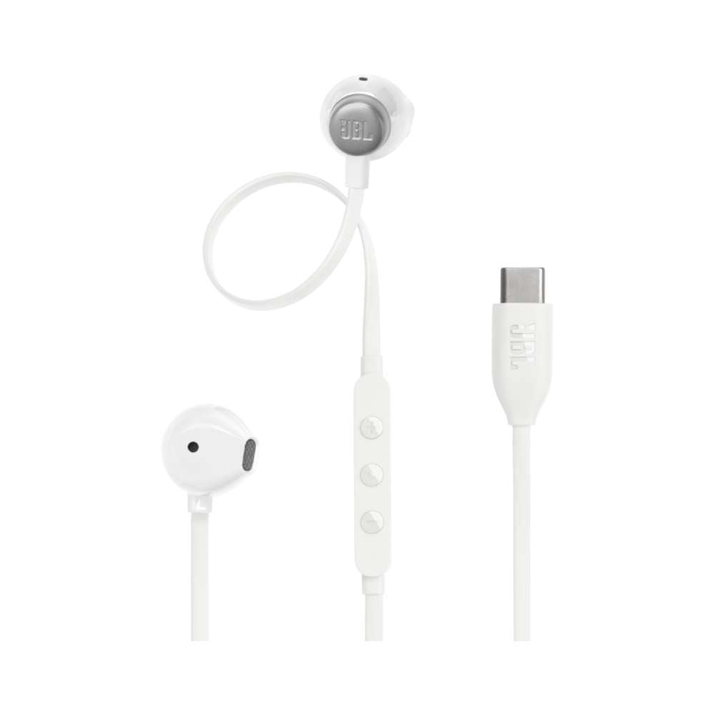 JBL Headphone Earbuds with Mic Model T305 USB-C Whtie