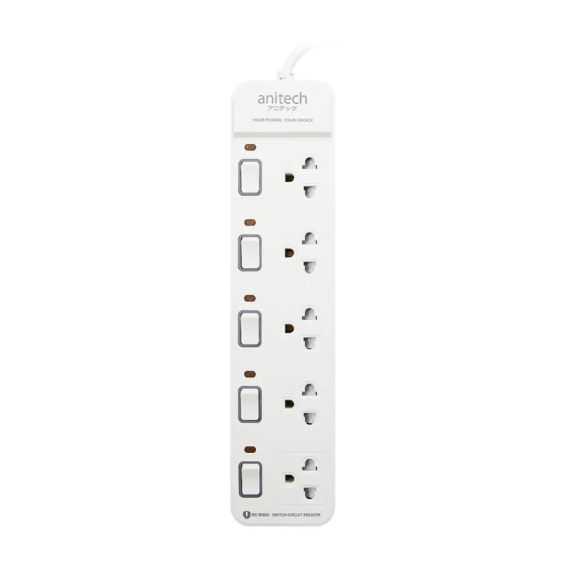 Anitech แอนิเทค ปลั๊กไฟ รุ่น H2155-WH สายยาว 5 เมตร [สินค้ารับประกัน 2 ปี]