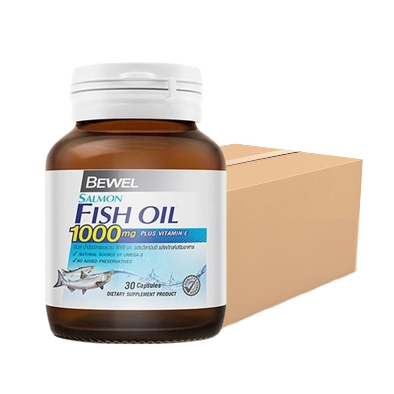 BEWEL Dietary Supplement Salmon Fish Oil Plus vitamin E Omega 3 1,000 mg 30 Capsule x 24