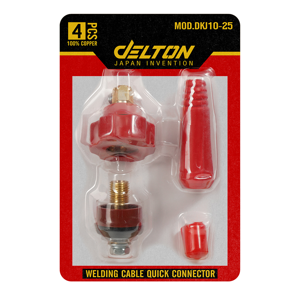 DELTON ข้อต่อสายเชื่อม ตู้เชื่อม Inverter (ครบชุด แดง-ดํา) ทองเหลืองแท้ 100% รุ่น DKJ10-25 ใช้กับตู้เชื่อมได้ทุกรุ่น