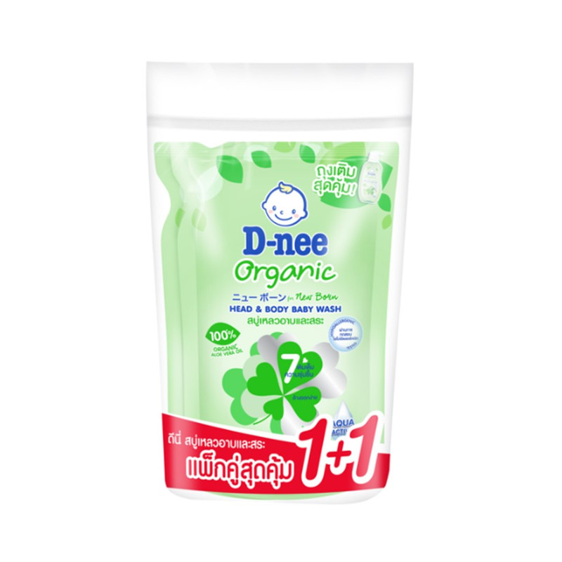 D-nee Organic Head & Body Baby Wash Organic 350 ML. Green