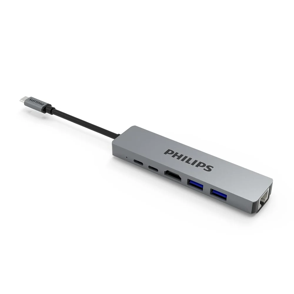 PHILIPS Port Hub 6 in 1 USB-C to HDMI and RJ45 Silver