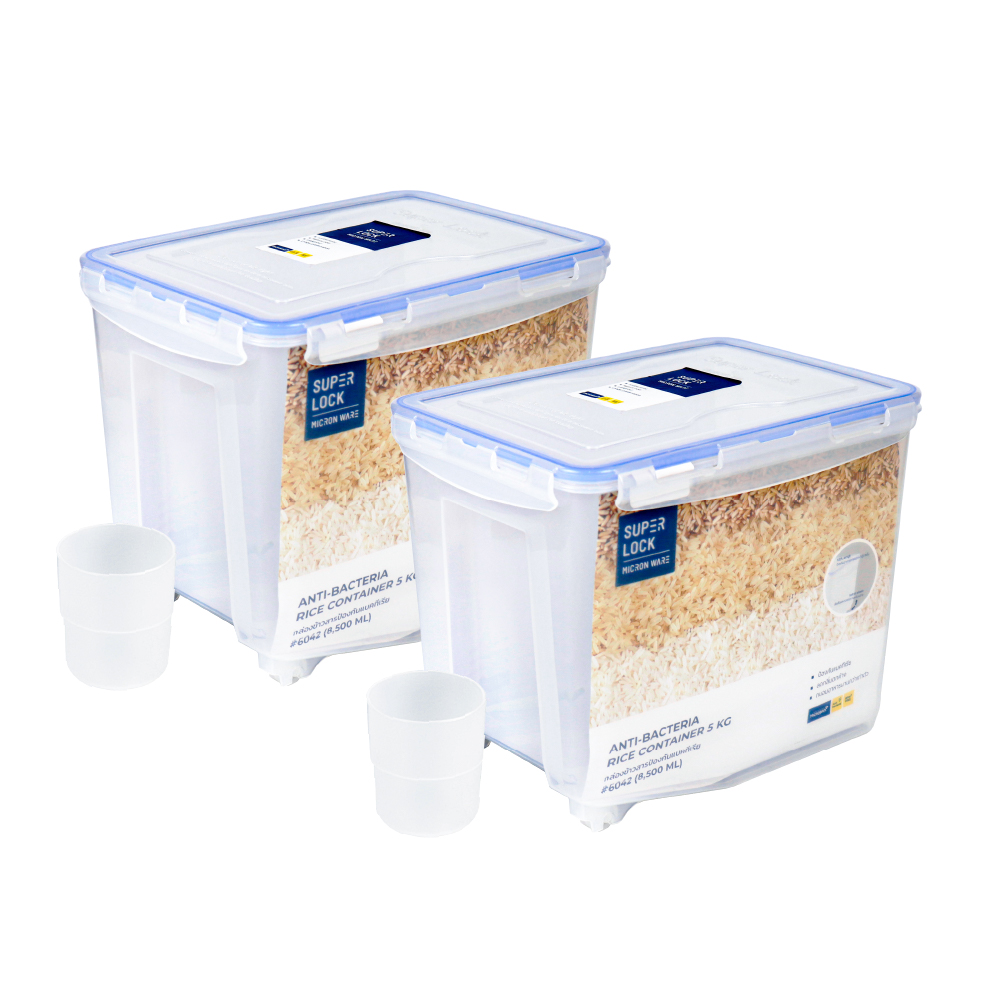 Super Lock Rice Storage Container with Measuring Cup 5kg 6042 Pack 2