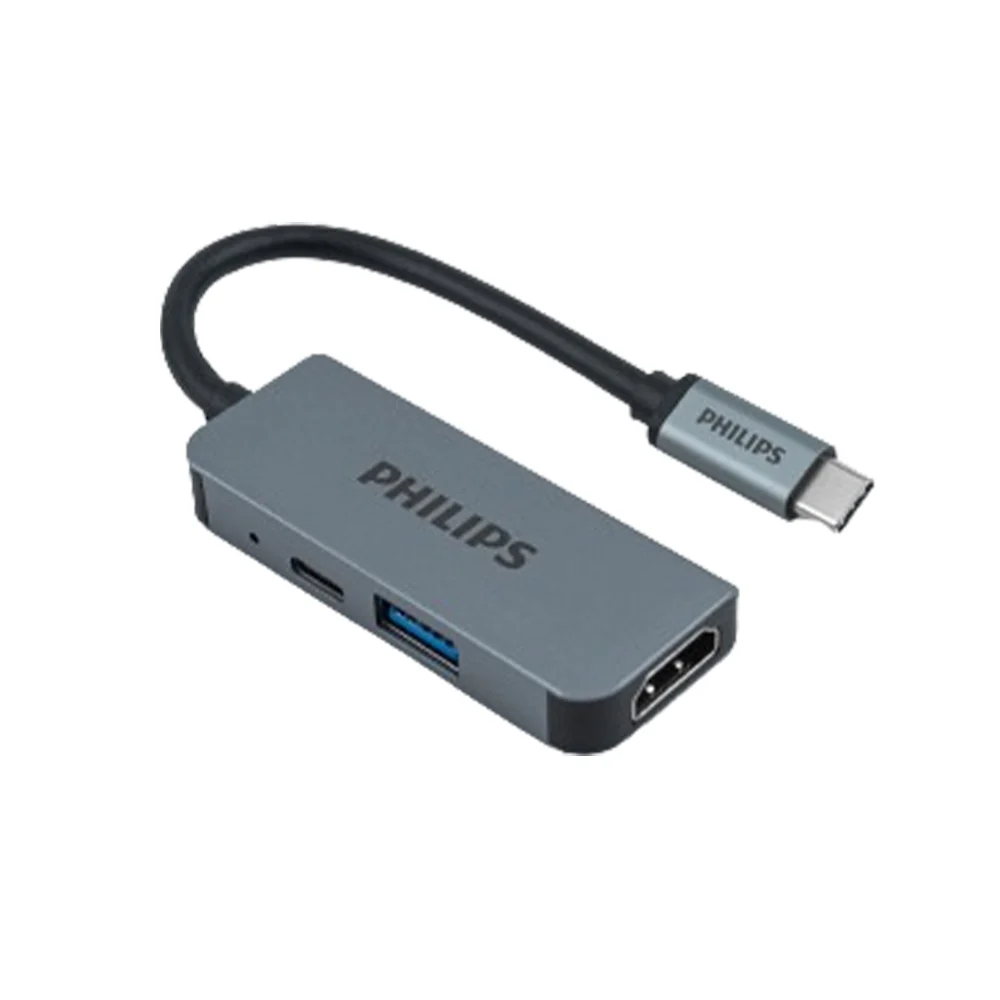 PHILIPS Port Hub 3 in 1 USB-C to HDMI x1 + USB 3.0 x1 + USB-C x1 (PD Charger 60W) Silver