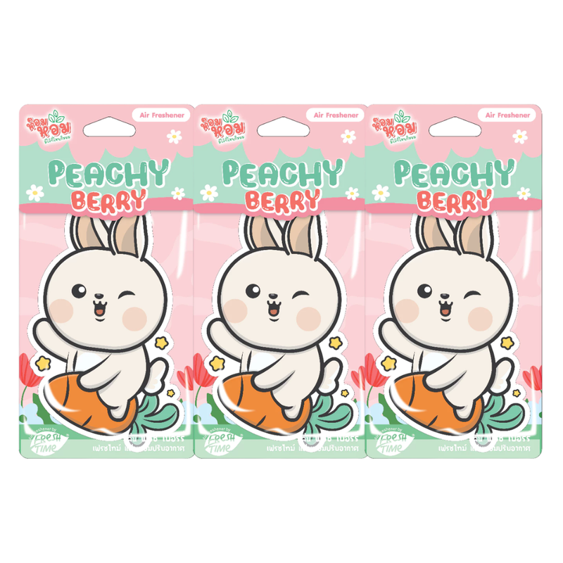 [แพ็ค3ชิ้น] Fresh Time แผ่นหอมปรับอากาศ น้ําหอมรถยนต์ กลิ่นPeachy Berry