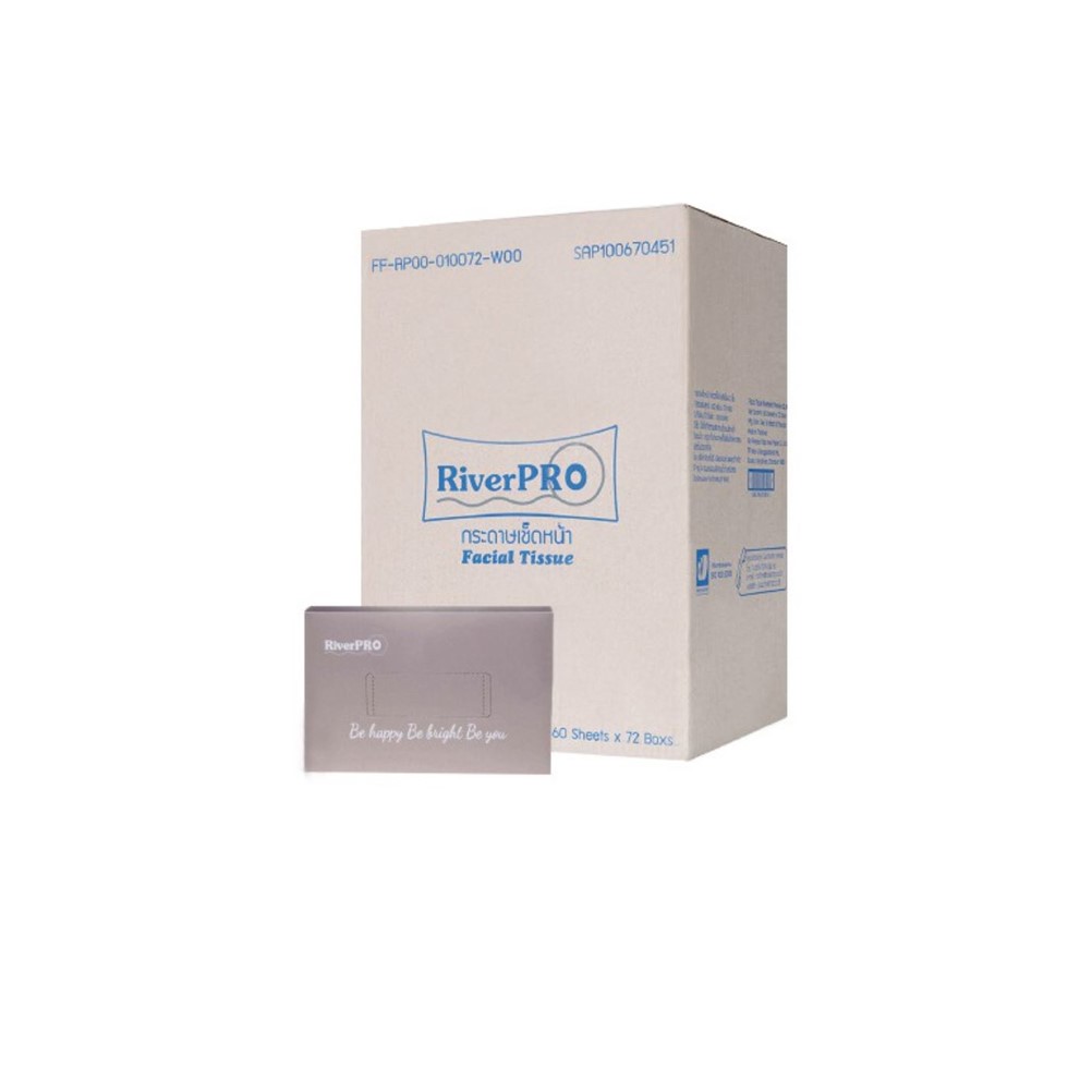 กระดาษเช็ดหน้ากล่อง RIVERPRO ขนาด 14x20cm.72 กล่อง(ยกลัง) | Makro PRO
