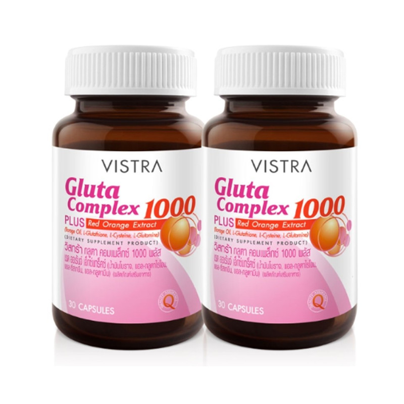 VISTRA Dietary Supplement Gluta Complex 1000 Plus Red Orange Extract 30 Capsules x 2