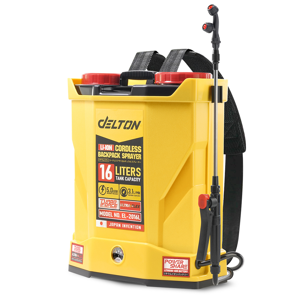 DELTON ถังพ่นยาแบตเตอรี่ไร้สาย 20V ขนาด 16 ลิตร รุ่น EL-2016L ใช้งานร่วมกับ แบตเตอรี่ DELTON UltraFlex และ TURBO FORCE เฉพาะเครื่องเปล่า
