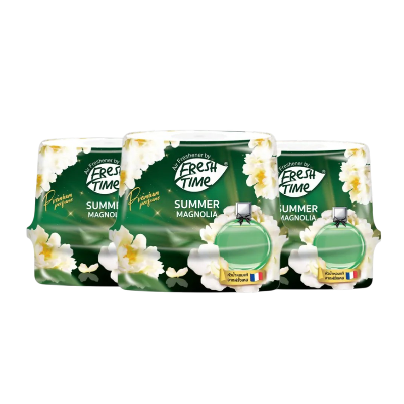 [แพ็ค3ชิ้น]Fresh Time เจลหอมปรับอากาศพรีเมี่ยม หัวน้ําหอมแท้ Magnolia 180g