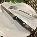Thumbnail 1 of Twin Fish ชุดมีดและส้อมสำหรับทานสเต็ก มีดสเต็กด้ามดำ ส้อมคู่มีดสเต็ก 1คู่ Twin Fish