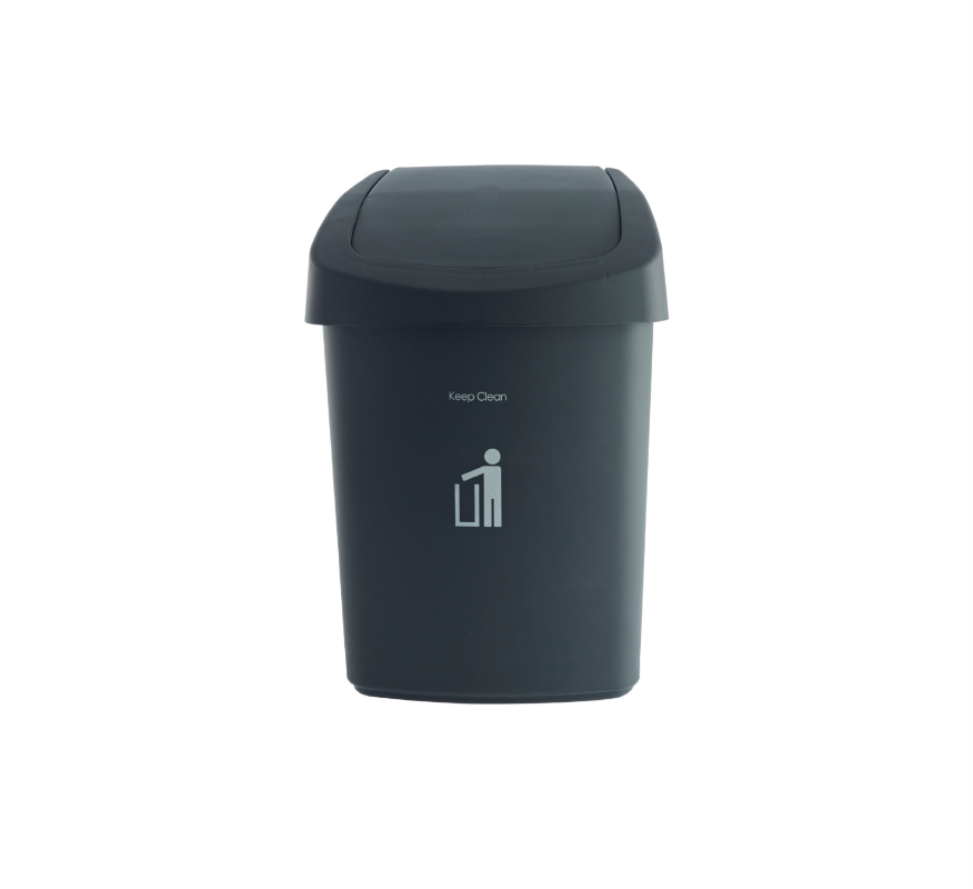 DKW (official store) Swing lid trash can, model HH-207P, size 25 liters, black-gray