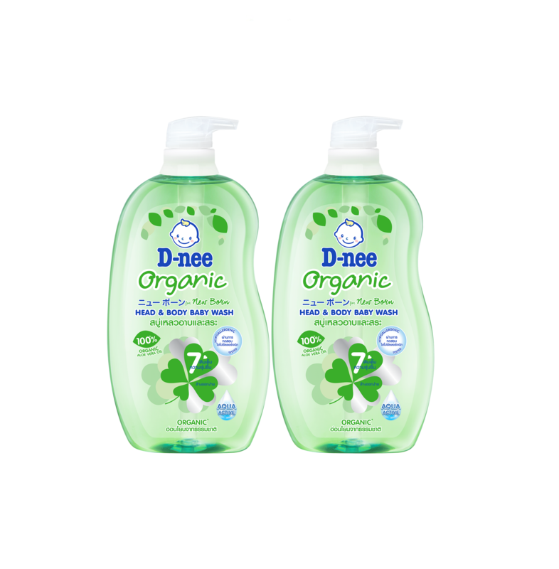 [Pack2] D-nee Organic Head and Body Baby Wash 750ml.  X2, Green