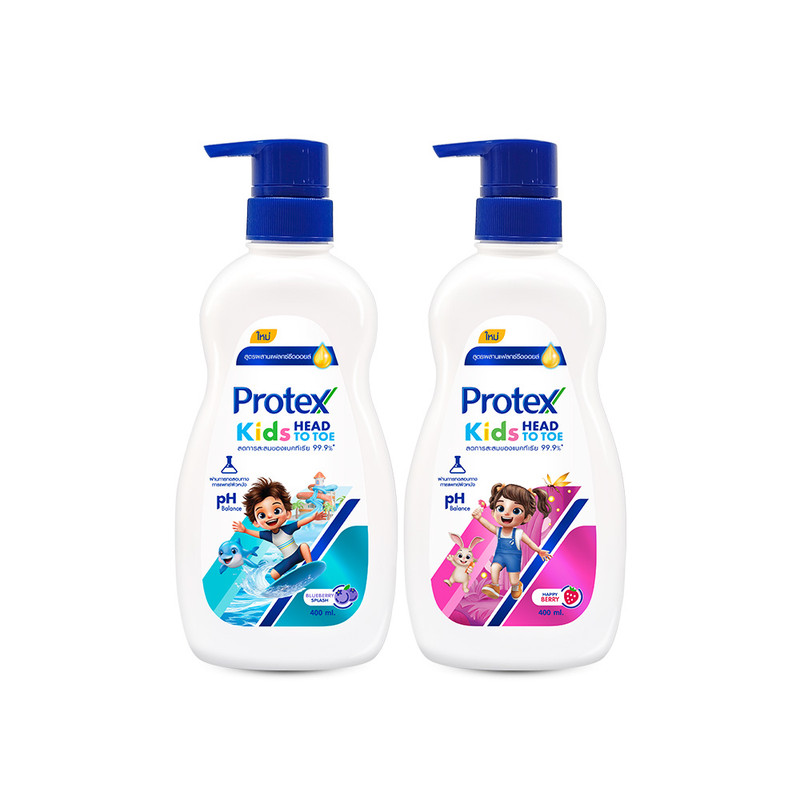 Protex Kids Head to Toe Blueberry Splash 400 ml. + Protex Kids Head to Toe Happy Berry 400 ml.