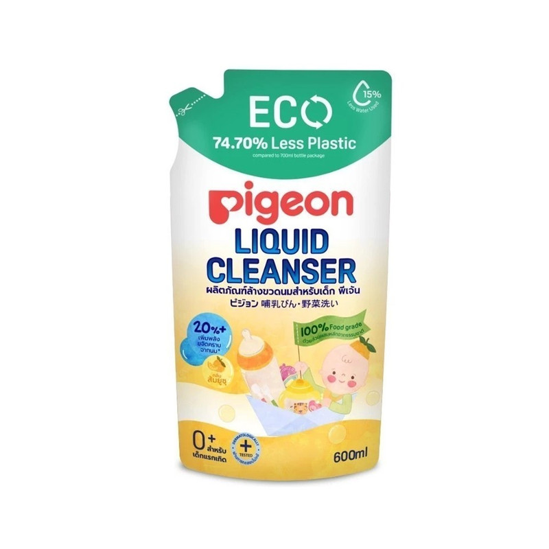 Pigeon พีเจ้น น้ํายาล้างขวดนม แบบขวด หรือ รีฟิว กลิ่นส้มยูซุ 600มล.