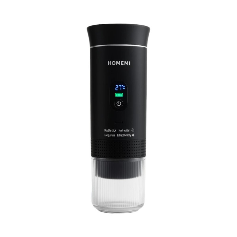 Homemi เครื่องชงกาแฟพกพา Portable Electric Espresso Machine ทํางานไร้สาย ชงได้ทั้งแคปซูลและผงกาแฟสด HM0108 (สีดํา)