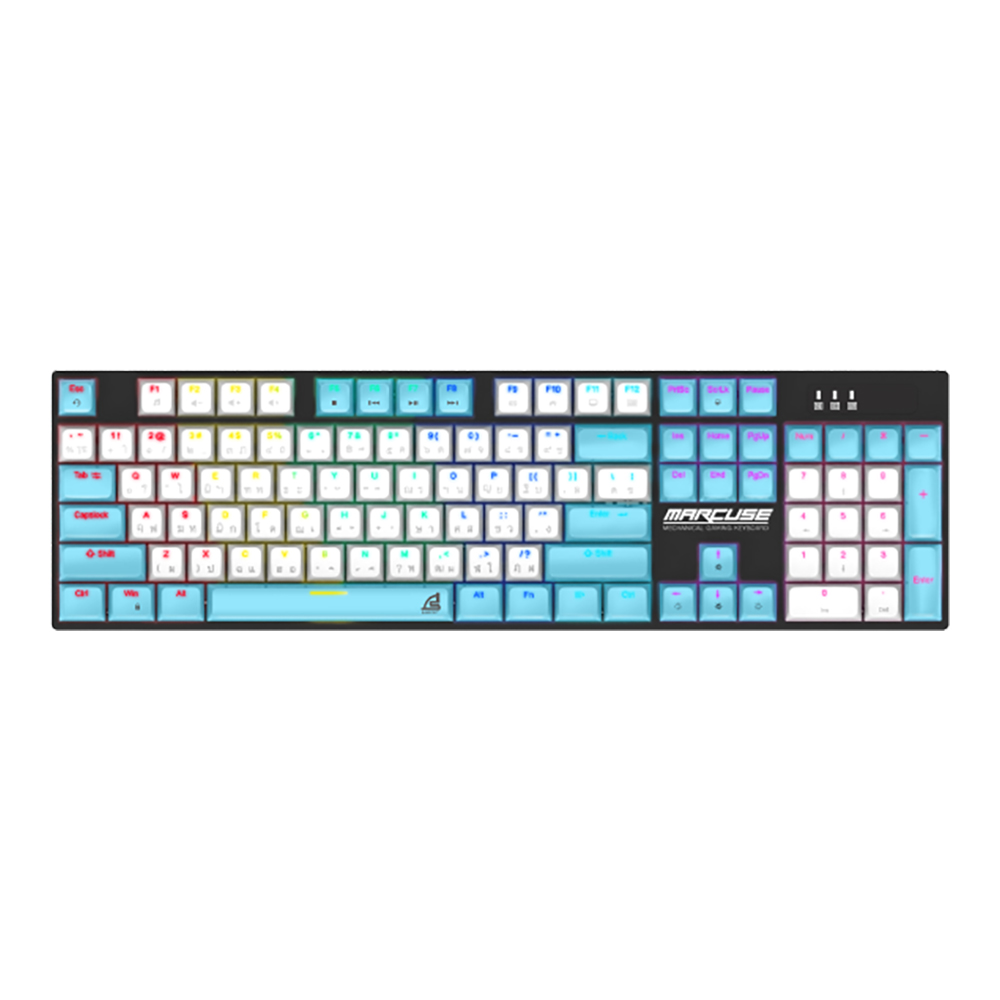 SIGNO KEYBOARD (คีย์บอร์ด) KB-727BLK MARCUSE WHITE-BLUE,BLUE SWITCH