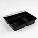 Thumbnail 1 of กล่องอาหาร 3 ช่องปิดสนิท (ดำ) 1 แพ็ค 50 ใบพร้อมฝา