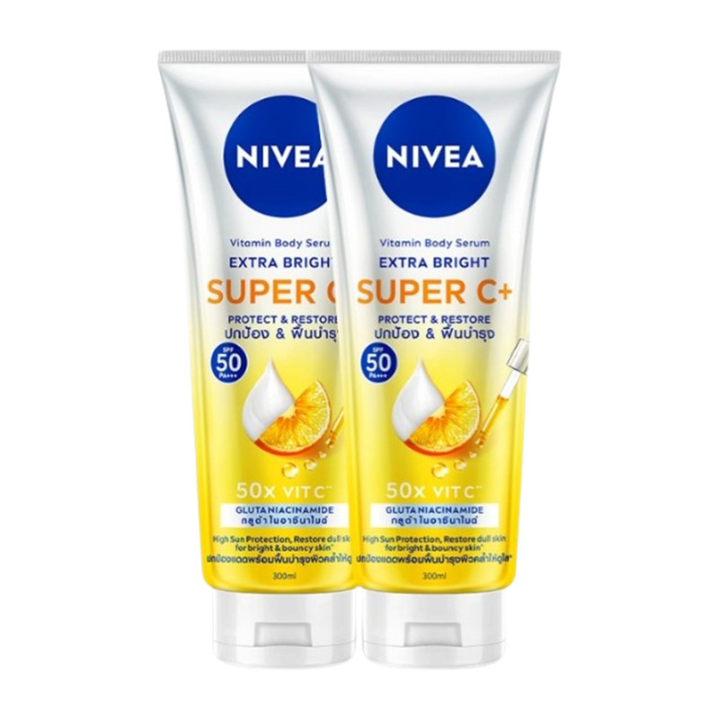Nivea Vitamin Body Serum Extra Bright Super C Plus 300 ml x 2