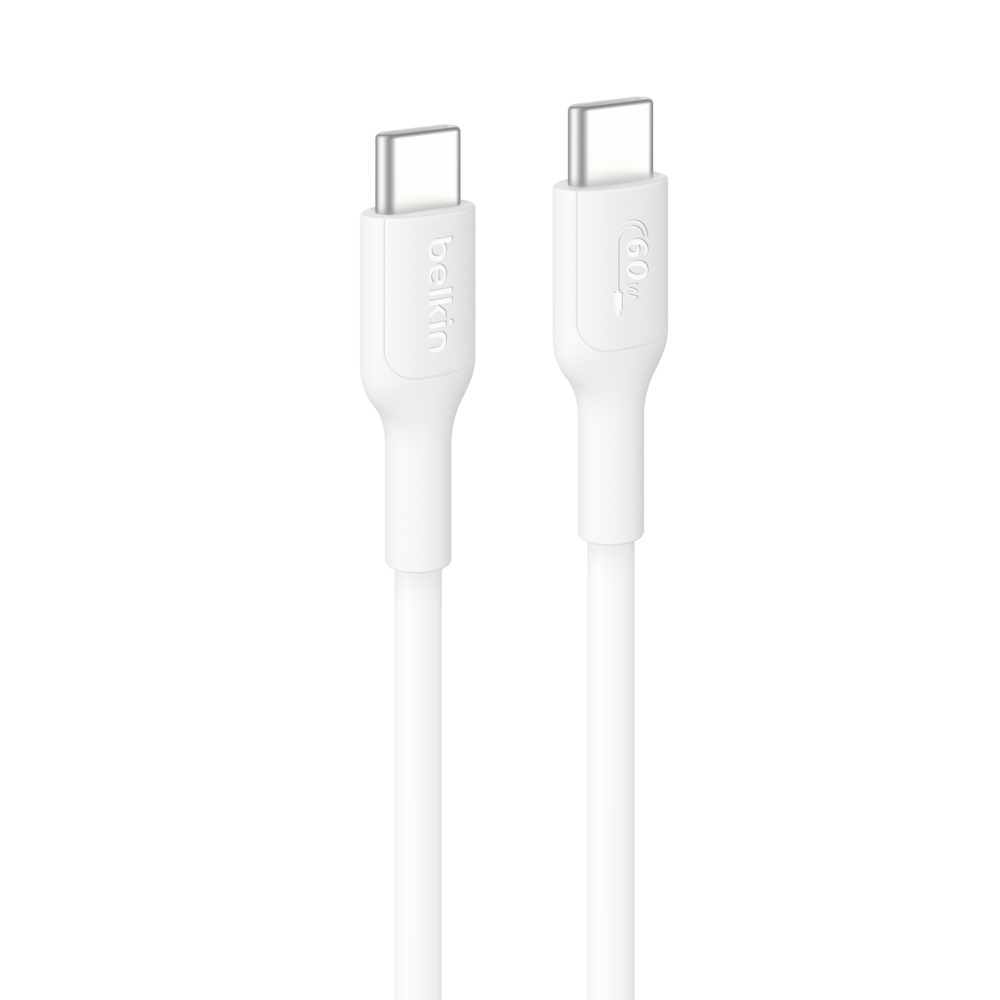 Belkin สายชาร์จ USB-C รองรับชาร์จเร็ว 60 วัตต์ วัสดุ PCR ทนมากขึ้น 25 เท่า ยาว 1 เมตร - CAB023 (สีขาว)