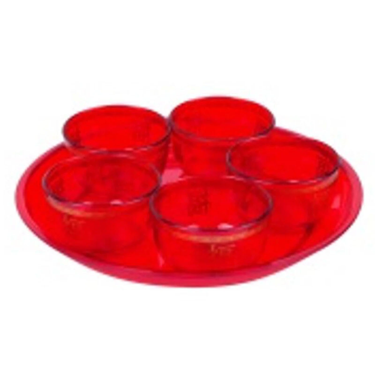 Red Tea Cups Set with Round Plate Design Hok #433/11JL
