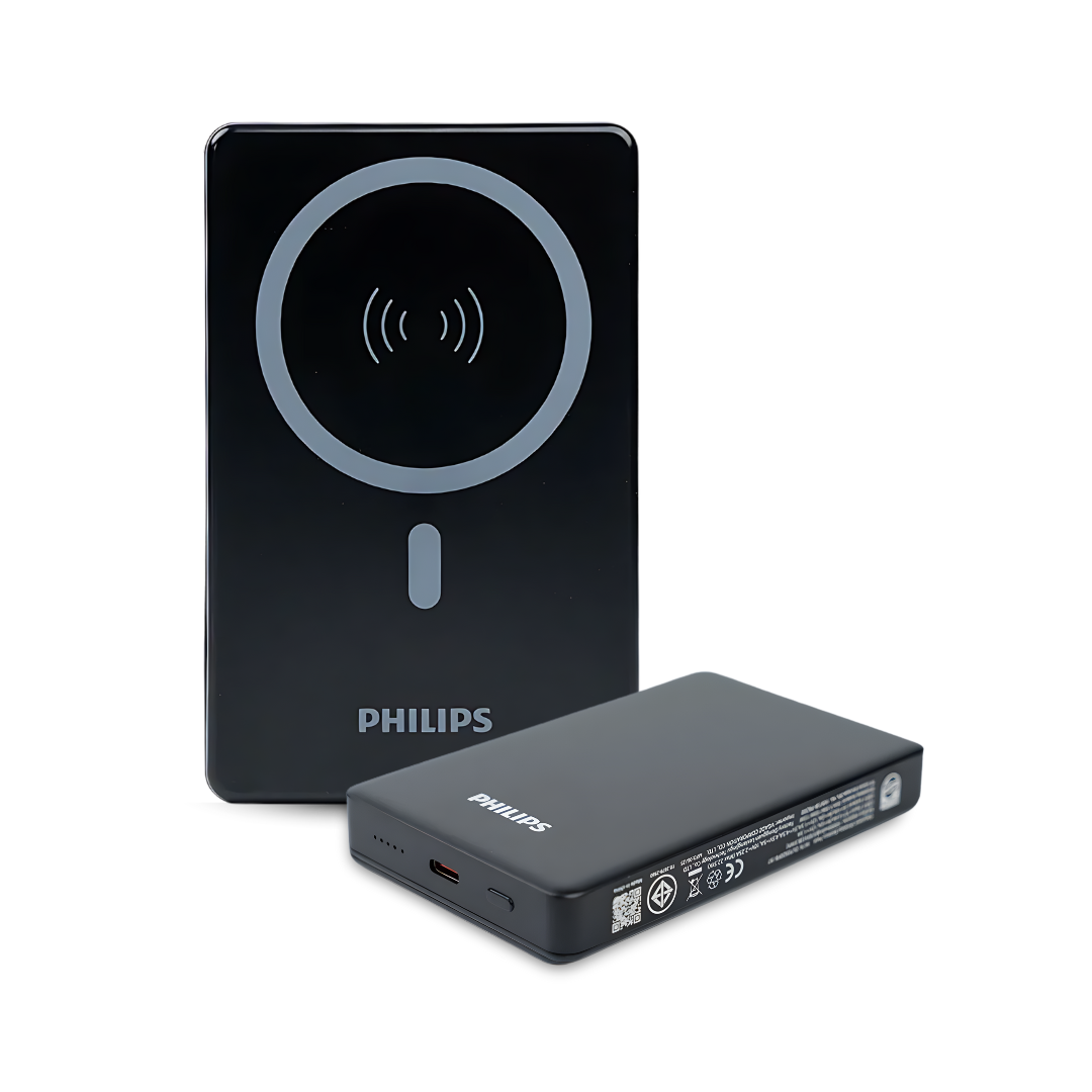 Philips พาวเวอร์แบงค์ไร้สาย 10000 mAh Magnetic Wireless Battery แบตสํารอง 22.5W (สีดํา) รุ่น DLP3920