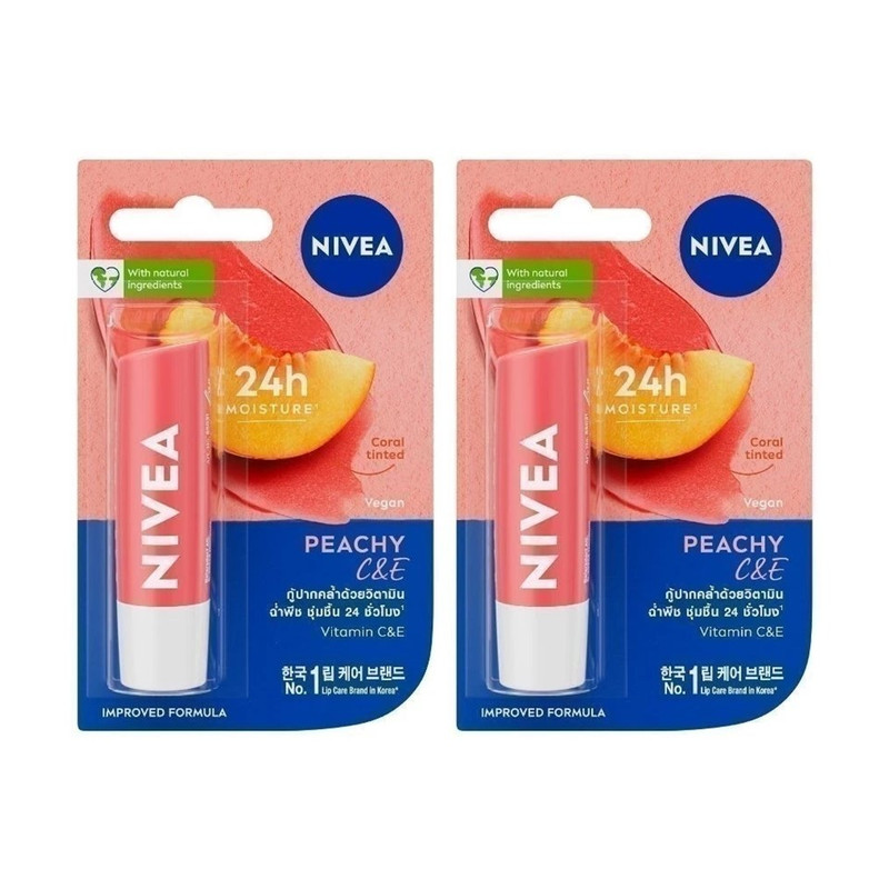 NIVEA Lip Balm Peachy C & E 4.8 g x 2