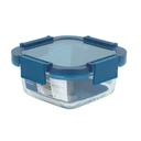 Thumbnail 1 of Super Lock Square Glass Food Container, Blue Series, Model 6216, 320 ml.