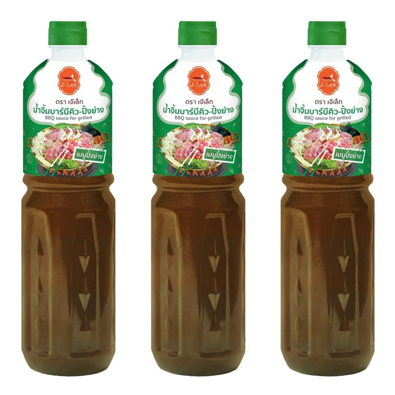 J-Lek (เจ๊เล็ก) น้ําจิ้มบาร์บีคิวปิ้งย่าง (ขวด) ขนาด 1000 กรัม แพ็ค 3 ขวด