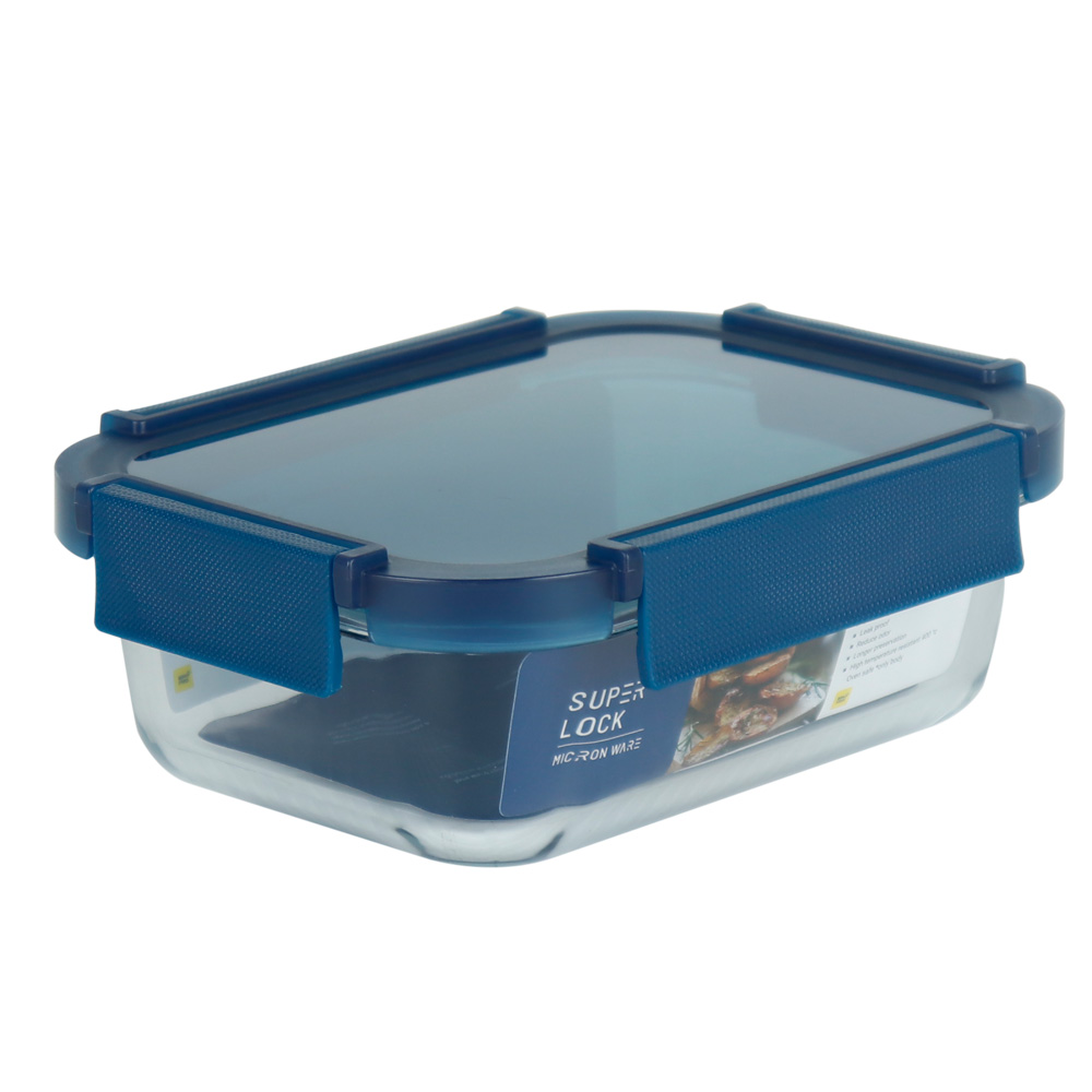 Super Lock Glass Food Storage Container BLUE SERIES 640ML 6220