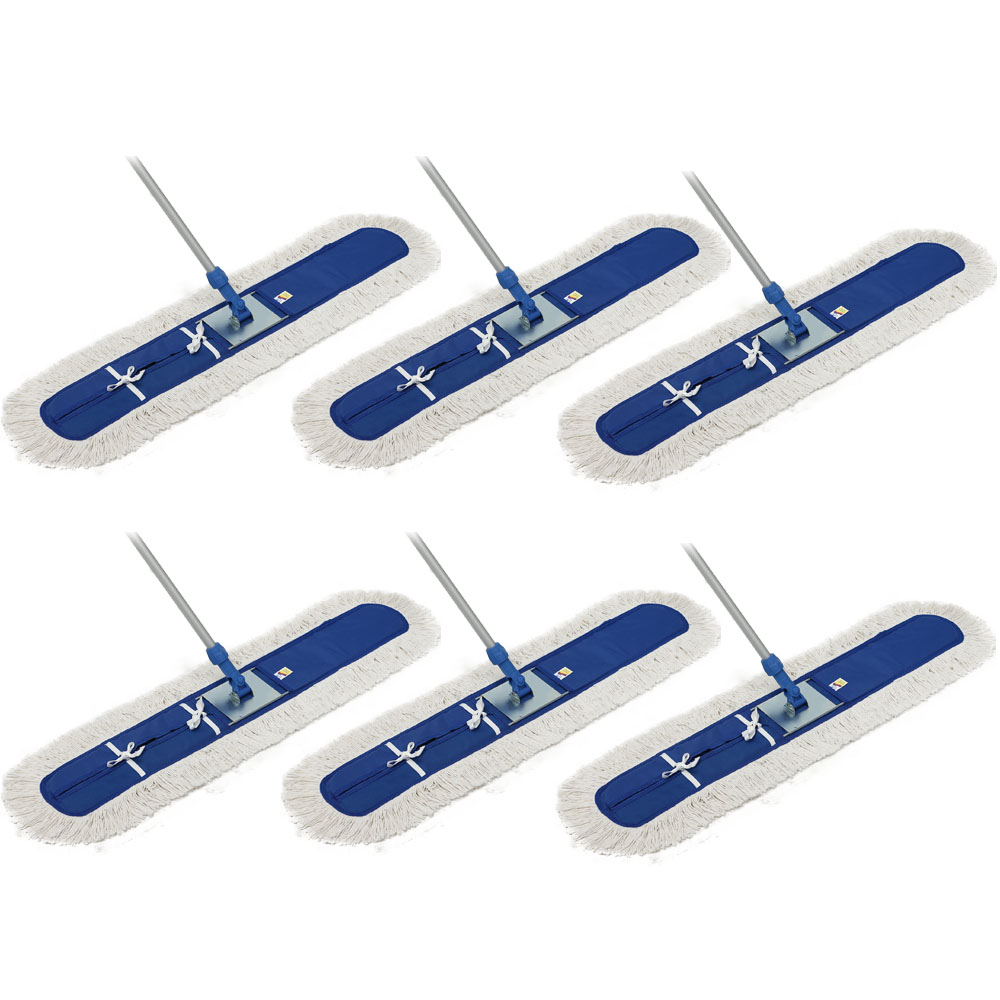 TOMKADA 100 cm White TC yarn Dust Mop with aluminum pole 1.4 M X 6 SETS