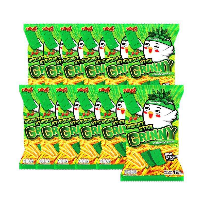 GRINNY BISCUIT STICK NORI SEAWEED FLAVOUR 18G. (PACK 12 PCS)