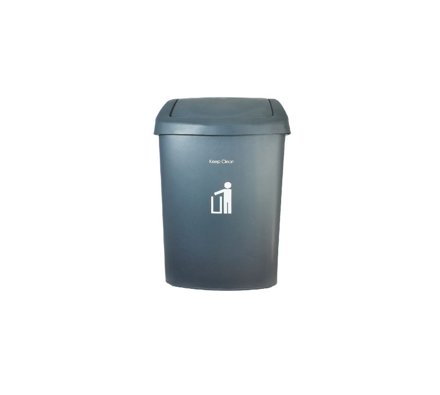 DKW (official store) Swing lid trash can, model HH-208P, size 9 liters, black-gray