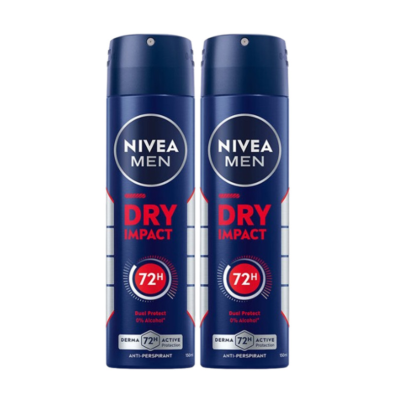 NIVEA MEN DRY IMPACT SPRAY 150 ml. x 2